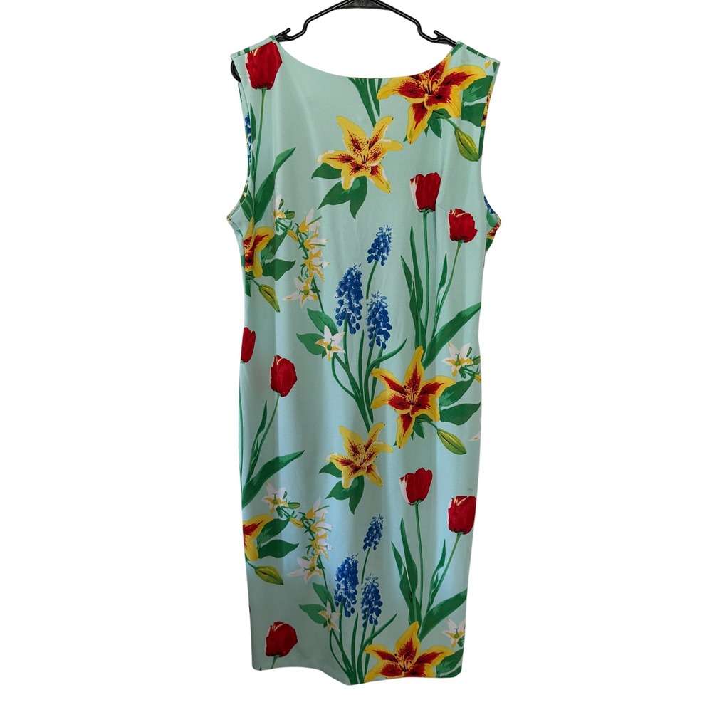 New York & Company Floral Sheath Dress  Size XL Mint Green Sleeveless Stretch